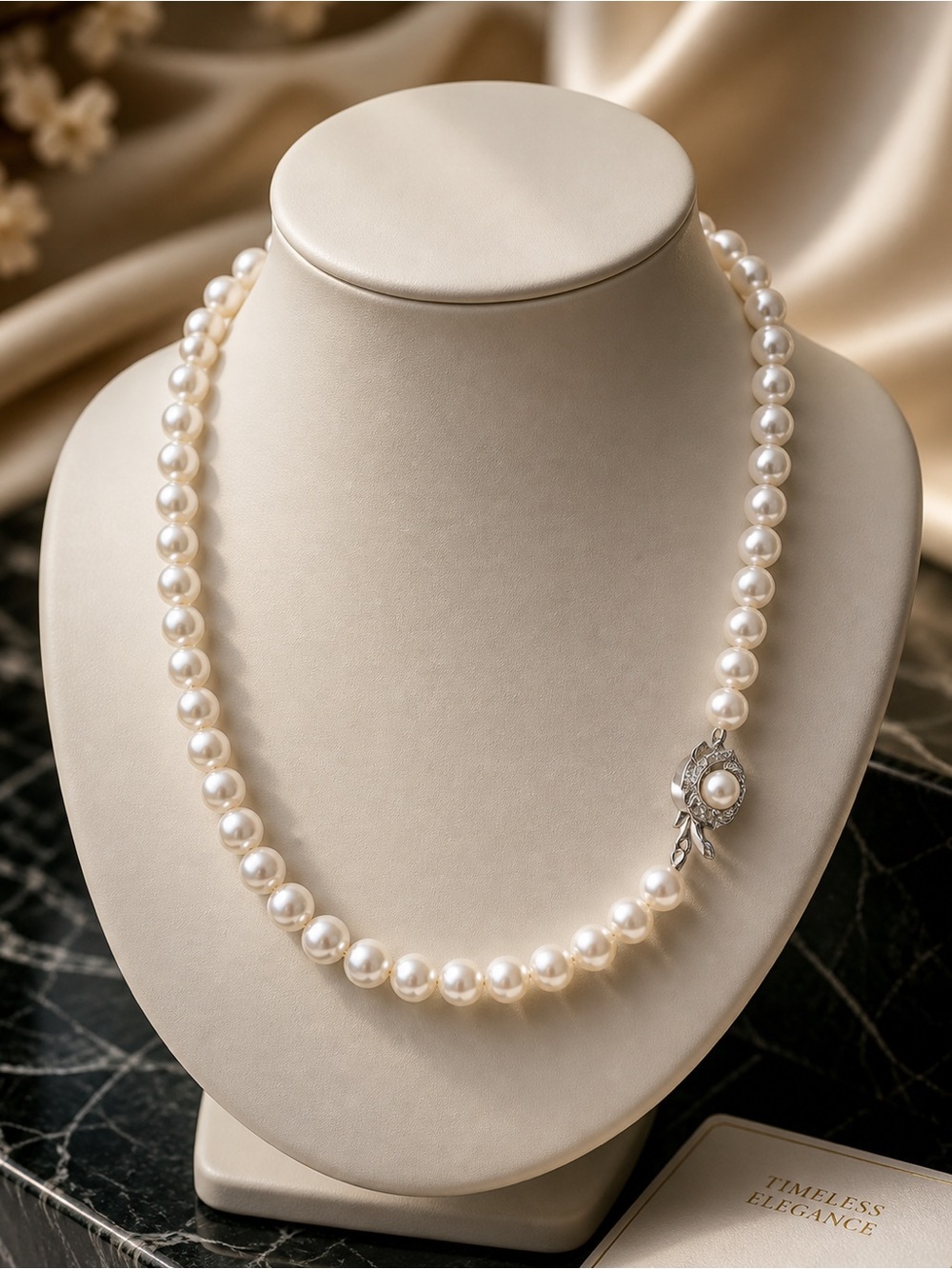 Japanese Akoya pearl Timeless Pearl Necklace with Silver Accent Clasp